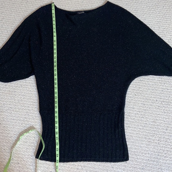 bebe Scope Neck Black & Silver Metallic Surplus LS Sweater Tunic - Picture 5 of 11